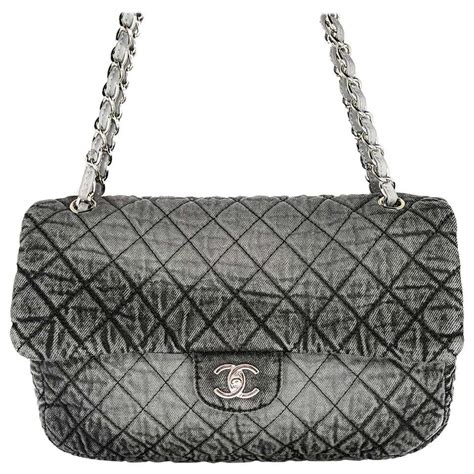 chanel flap bag gray and black